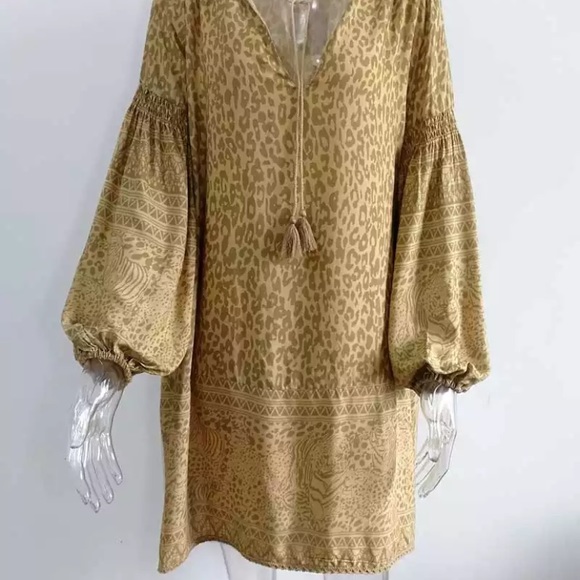 Leopard Animal Print Tunic Long Sleeve Mini Dress - Picture 5 of 9